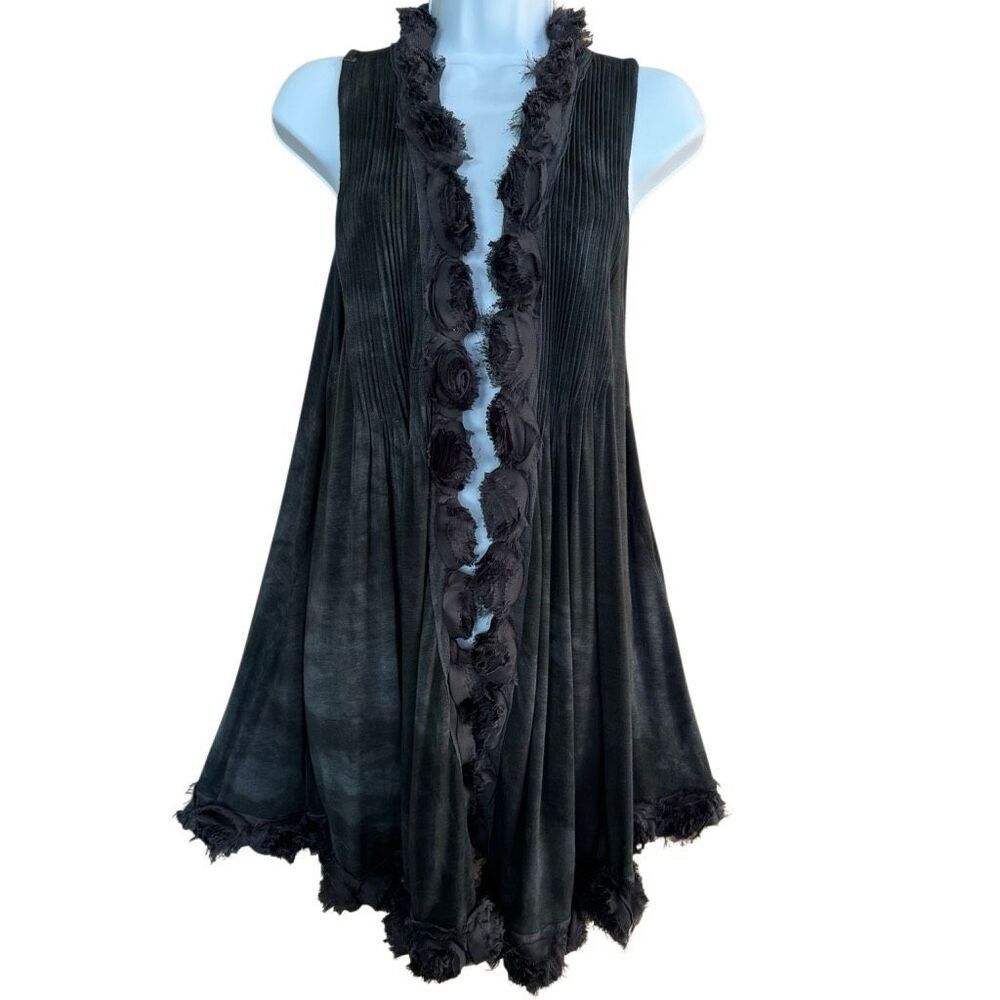 Hand-Dyed Y2K Grunge Rosette Sleeveless Layering Tunic L